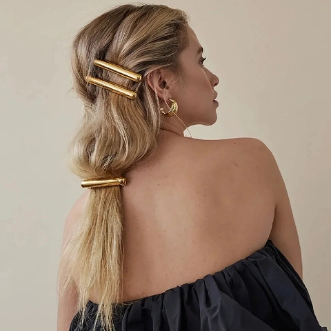 Minimalistische Metall Haarklammern Und Haargummis Geometrisch Spiegelpoliert Legierung Pferdeschwanz Halter Schick