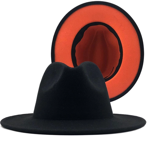 Breedgerande Fedora Hoed Wolvilt Tweekleurig Contrast Jazzpet Voor Herfst Winter Unisex Klassieke Stijl