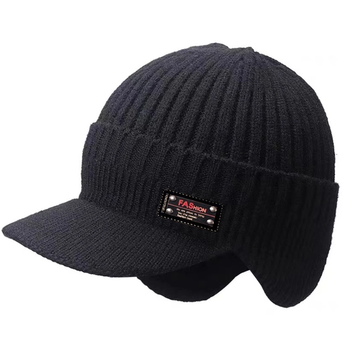 Winter Beanie Hat And Neck Gaiter Acrylic Knitted Fleece Lined Windproof Thickened Visor Earflaps Warm Outdoor Riding