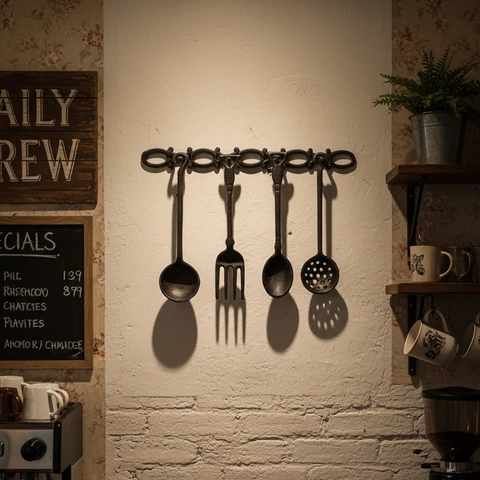 Ganci Da Parete Per Cucina In Ghisa Vintage Forme Di Cucchiaio Forchetta Schiumarola Decorazione Murale Rustica Industriale