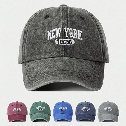 Gorra De Béisbol Con Bordado New York 1625 Tela Lavada Estilo Vintage Retro Gorro De Sol Ajustable Exterior Unisex