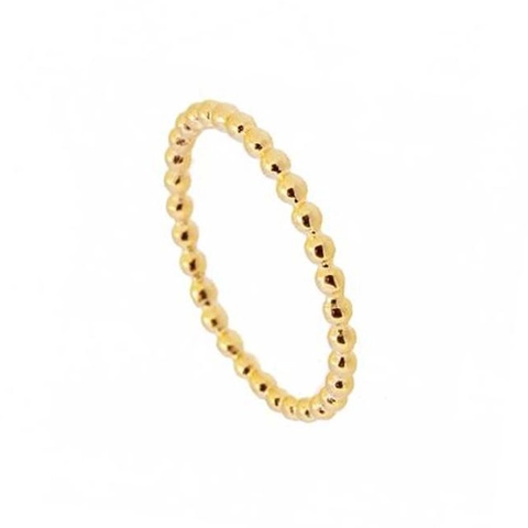 Anello Con Perline Minimalista Sottile In Rame Placcato Oro 18K Impilabile Gioielli Lucidi Da Donna