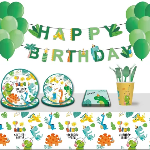 Stoviglie Usa E Getta Tema Dinosauro Piatti Di Carta Bicchieri Tovaglioli Posate Di Plastica Compleanno Bambini Cartone Animato