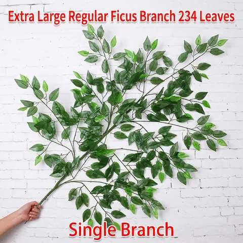 Extra Large Artificial Banyan Tree Branch Silk Plastic Fake Green Plant Leaves For Home Indoor Engineering Decoration
