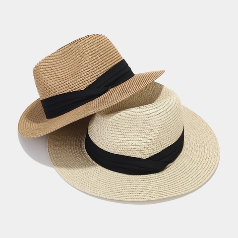 Panama Straw Fedora Hat Summer Sun Beach Cap Wide Brim Breathable Foldable With Ribbon Band Elegant Casual