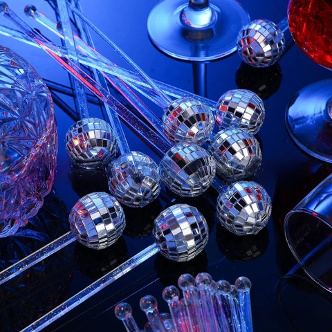 Disco Kugel Cocktail Rührstäbe Spiegel Reflektierende Getränke Rührsticks Dekorative Swizzle Sticks Partybedarf Acrylstäbe