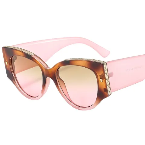 Cat Eye Zonnebril PC Montuur Metalen Decoratie Gradiënt Lenzen UV400 Modieuze Oversized Brillen Voor Dames