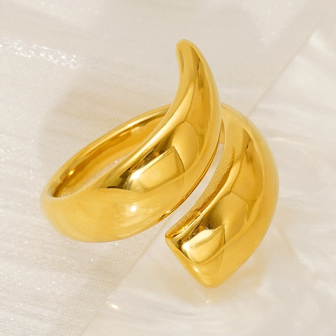Adjustable Geometric Wrap Ring 18K Gold Plated Stainless Steel Minimalist Twisted Jewelry For Women