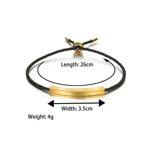 Minimalist Stainless Steel Curved Bar Braided Rope Bracelet Adjustable String Hand Chain Jewelry For Women Men Couples