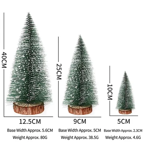 Mini Weihnachtsbaum PVC Schneebedeckt Künstliches Tischornament Mit Holzsockel Flaschenbürsten Stil Feiertagsdeko