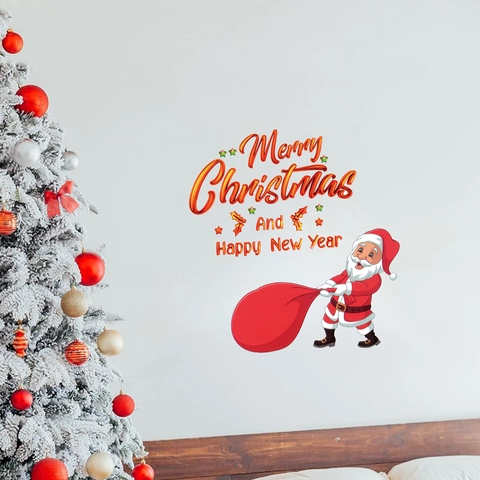 Adesivo Da Parete Babbo Natale Di Natale PVC Autoadesivo Decorazione Merry Christmas Happy New Year Per Soggiorno Camera Finestra