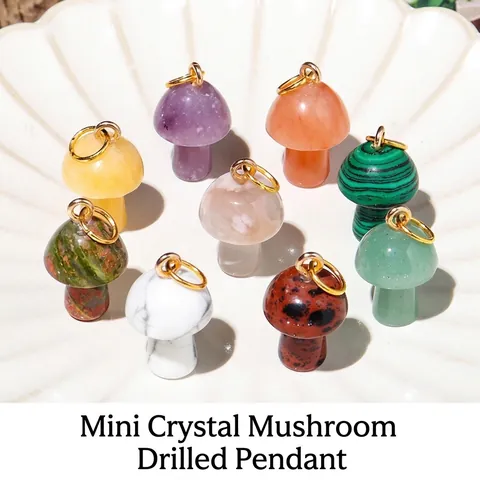 Collana Con Ciondolo A Mini Fungo Cristallo Naturale Pietra Guarigione Gioielli Accessorio Per Donne Ragazze Stile Natura