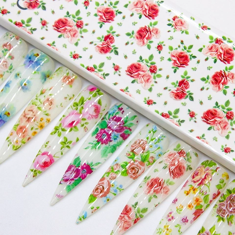 Pellicole Per Nail Art Floreali Adesivi Con Motivi A Rose Per Decorazione Manicure Pellicola Cielo Stellato Accessori Bellezza DIY