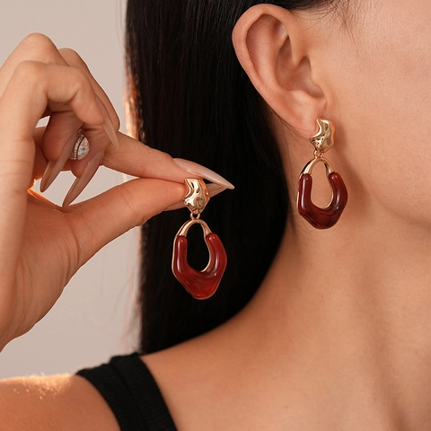 Orecchini Pendenti Geometrici Irregolari Con Perno In Argento Lega Resina Stile Francese Vintage Gioielli Da Donna