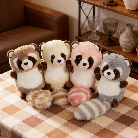 Portachiavi Peluche Procione Ciondolo Animale In Pelliccia Sintetica Grande Coda A Strisce Decorazione Per Borsa Simpatico Peluche Regalo