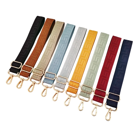 Wide Adjustable Bag Strap Polyester Cotton Shoulder Crossbody Replacement Geometric Pattern Meander Greek Key