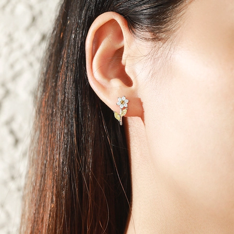 Eleganti Orecchini A Lobo A Fiore Con Perno In Argento Sterling 925 Opale Bianco Sintetico Zircone Giallo Gioielli Floreali Donna