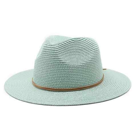 Paper Strohhut Fedora Geflochten Breite Krempe UV-Schutz Strand Sommer Outdoor Jazz Stil Atmungsaktiv Reise Sonnenschutz