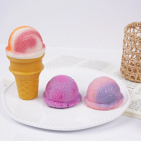 Simulation Ice Cream Scoop Squishy Toy PU Foam Slow Rebound Stress Relief Soft Hand Squeeze Novelty Dessert Craft Photography Prop Decor