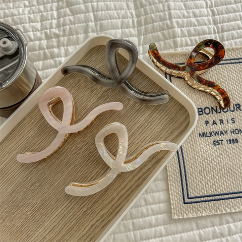 Grandi Fermagli Per Capelli In Acetato E Metallo Pinza Squalo Tenuta Forte Design Ondulato Retrò Francese Elegante Per Donne Ragazze