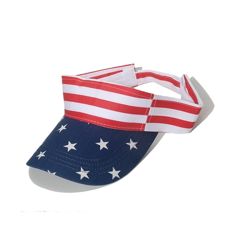 American Flag Sun Visor Hat Polyester Stars And Stripes Print Adjustable Sports Outdoor Independence Day Travel Unisex