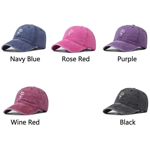 Cappello Da Baseball In Cotone Lavato Vintage Con Ricamo Di Rose Cappello Da Sole Distressed Per Uomini E Donne Regolabile