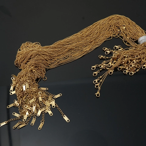 Collana A Catena Di Sfere Acciaio Inossidabile Placcato Oro 18K Catena Minimalista Con Perline Tonde Gioielli Per Uomo Donna