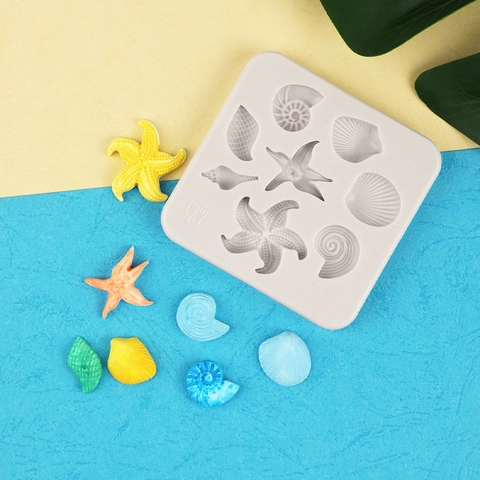 Stampo In Silicone Tema Oceano Stella Marina Conchiglia Per Decorazione Torte Fondente Fai Da Te Resina Argilla