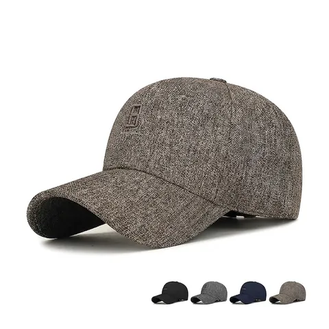 Casquette De Baseball Pour Hommes Texture Lin Polyester Brodé Lettre B 1913 Protection Solaire Extérieur Réglable Classique Sport