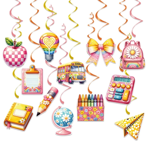 Decorazioni Con Spirali Pendenti Per Il Rientro A Scuola Tema Hippie Decorazioni Per Il Soffitto Dell'Aula Carta Cartone Motivi A Cartoni Animati