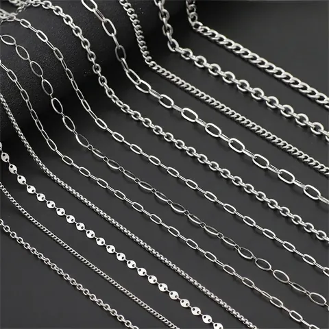 Non Tarnish Stainless Steel Jewelry Making Chains Bulk DIY Necklace Bracelet Findings Various Linking Styles