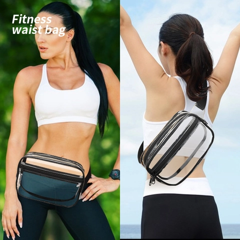 Riñonera Transparente De PVC Impermeable Con Correa Ajustable Para Deporte Fitness Viajes Bolso De Pecho Casual