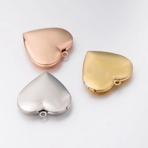 Stainless Steel Heart Locket Pendant Mirror Polished Openable Photo Holder DIY Jewelry Making Gift For Women
