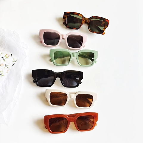 Gafas De Sol Cuadradas Vintage Protección UV400 Retro Moda PC Resina Sombras Al Aire Libre Para Hombres Y Mujeres