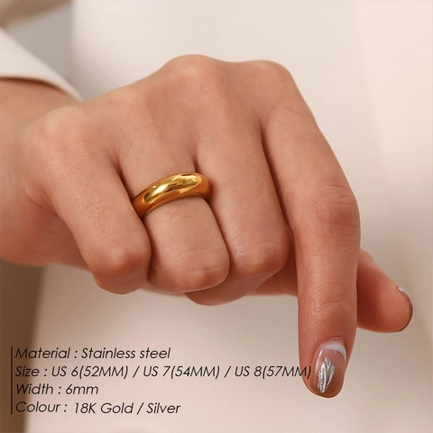 Minimalistischer Edelstahl Dome Ring Für Damen Hochglanzpoliert Gold Silber Farbe Geometrisches Band Mode Fingerschmuck