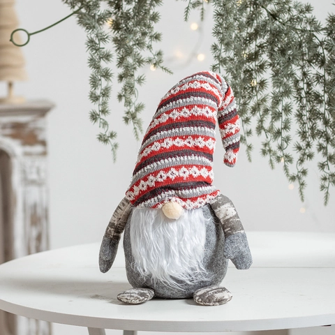 Christmas Gnome Rudolph Plush Doll Knitted Felt Faceless Tomte For Home Holiday Table Decor Long Beard Pointed Hat