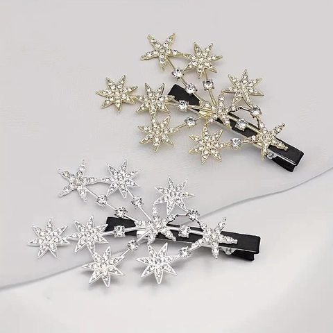 Pinza Para El Pelo Estrella Strass Aleación Pico De Pato Para Mujeres Diseño Elegante Perfecto Para Bodas Fiestas Y Uso Diario