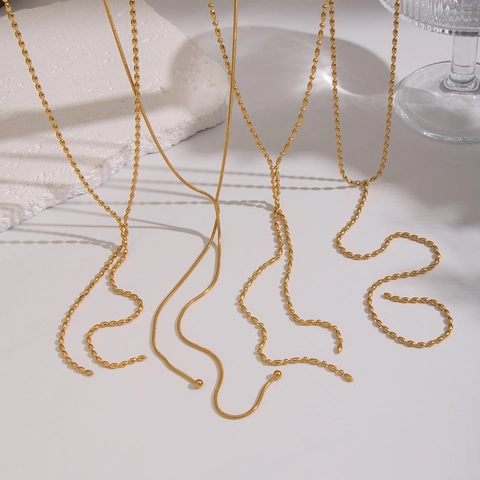 Geometrische Y-Lariat Kette Halskette 18K Vergoldeter Edelstahl Wasserdicht Hypoallergen Minimalistischer Schmuck Damen