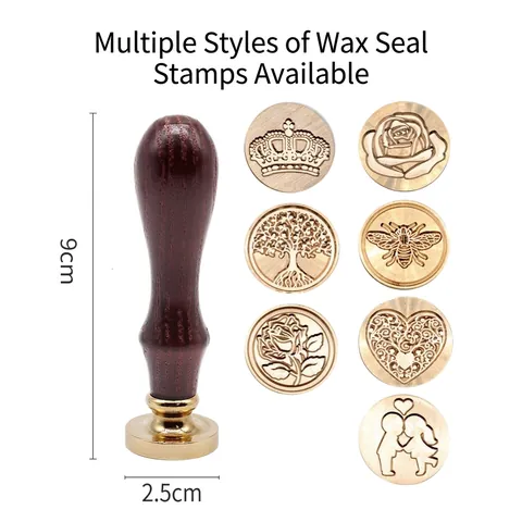 Vintage Sealing Wax Stamp Wood Handle Brass Head Retro Pattern DIY Envelope Invitation Gift Decor Wedding Craft Tool