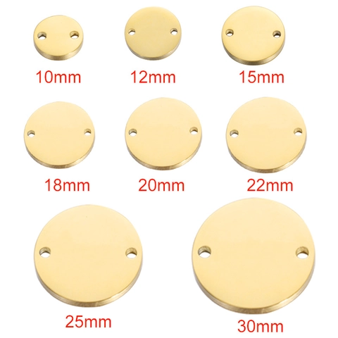 Ronde Blanco Schijf Bedels Roestvrij Staal Spiegel Gepolijst Dubbel Gat Connector Voor DIY Sieraden Maken Ketting Armband