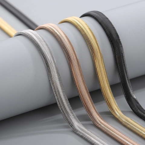 Roestvrijstalen Platte Slangenketting Ketting Voor Heren Dames Minimalistische Sieraden Van Titaniumstaal