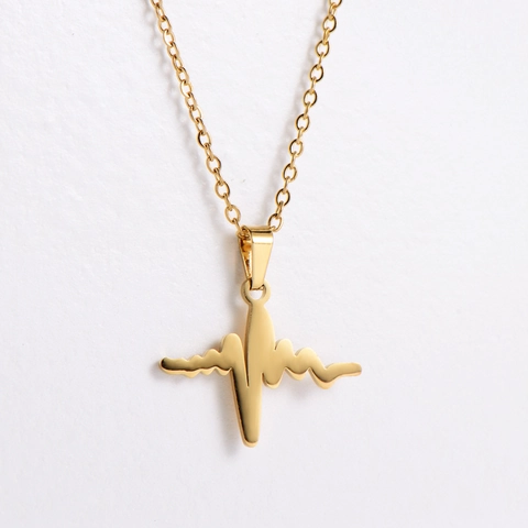 Hartslag EKG Hart Ketting En Oorknopjes 304 Roestvrij Staal 18K Verguld Minimalistische Sieraden Voor Vrouwen