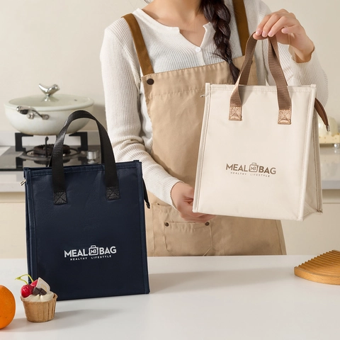 Isolierte Lunchtasche Oxford-Stoff Wasserdicht Thermische Bento-Tasche Tragbar Minimalistisch Aufbewahrung Für Büro Schule