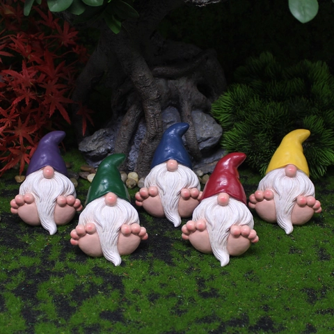 Garden Gnome Resin Ornament Miniature Figurine For Outdoor Patio Micro Landscape Decoration Colorful Hat White Beard Dwarf