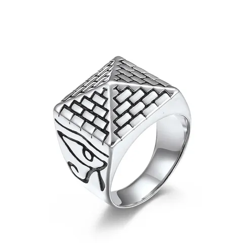 Anillo De Sello Pirámide Egipcia Acero Inoxidable Ojo De Horus Estilo Étnico Retro Joyería Para Hombre