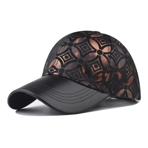 Casquette De Baseball À Motif Géométrique Avec Couronne En Polyester Métallique Et Bord En PU Réglable Chapeau Solaire Vintage