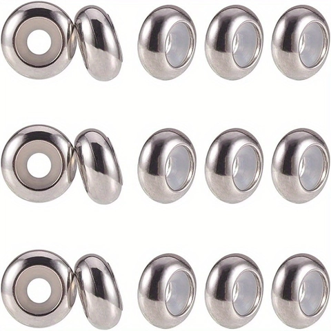 DIY Jewelry Spacer Beads Alloy Rondelle Flat Round Stopper Beads With Silicone Core For Bracelet Making Silver Gold Color