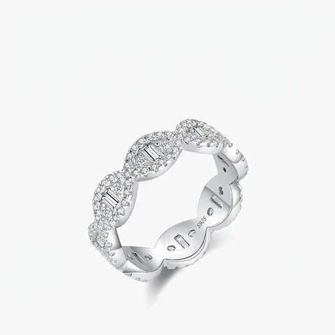 Ineinandergreifender Ovaler Ring 925 Sterling Silber Zirkonia Geometrisch Funkelnd Luxus Schmuck Für Frauen