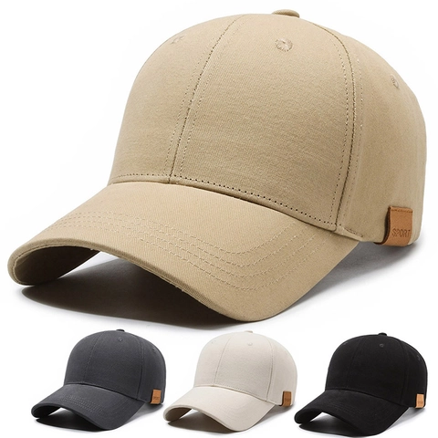 Men's Oversized Cotton Baseball Cap Large Head Circumference Sun Protection Adjustable Outdoor Sport Hat Solid Color