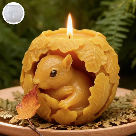 3D Eichhörnchen Eichel Blätter Silikonform Für DIY Kerzenherstellung Handgemachte Aromatherapie Gips Harz Seife Fondant Dekoration